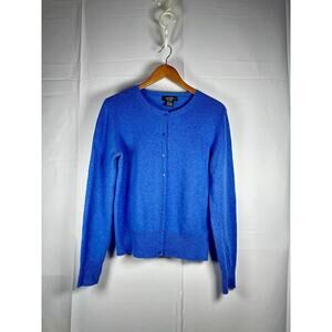 Lord & Taylor Blue Cashmere Cardigan Sweater Women’s M Button Front